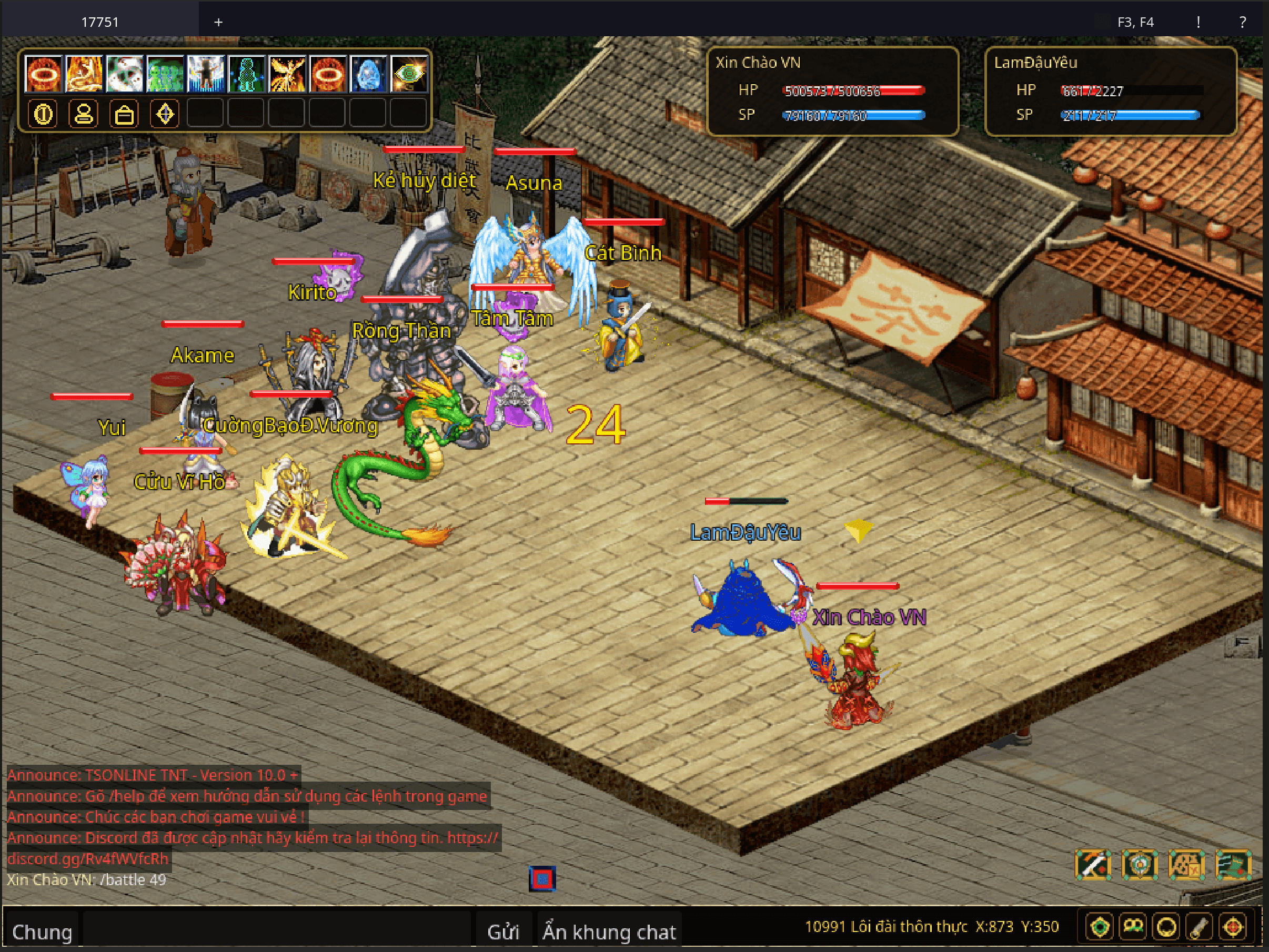TSOnline TNT battle scene with vivid combat effects